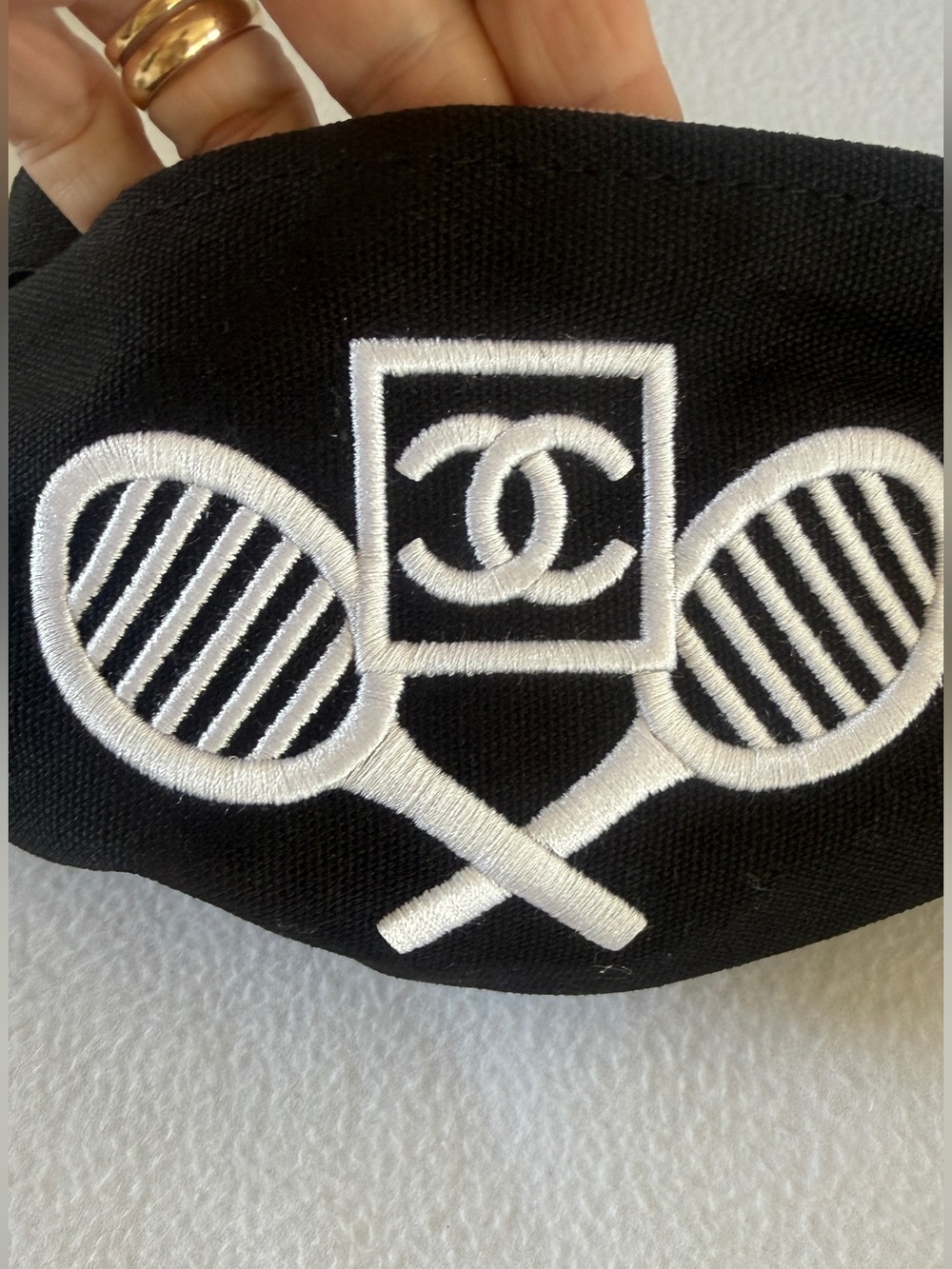 CHANEL Black and White Striped Logo Belt Pouch - Picture 3 of 12